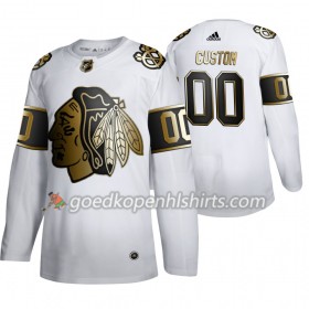 Chicago Blackhawks Custom Adidas 2019-2020 Golden Edition Wit Authentic Shirt - Mannen